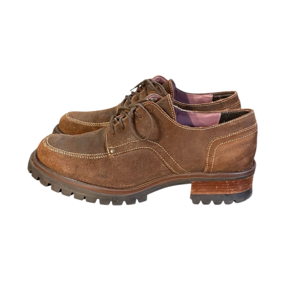 American Eagle Outfitters Brown Suede Platform Derby Shoes - Picture 3 of 9